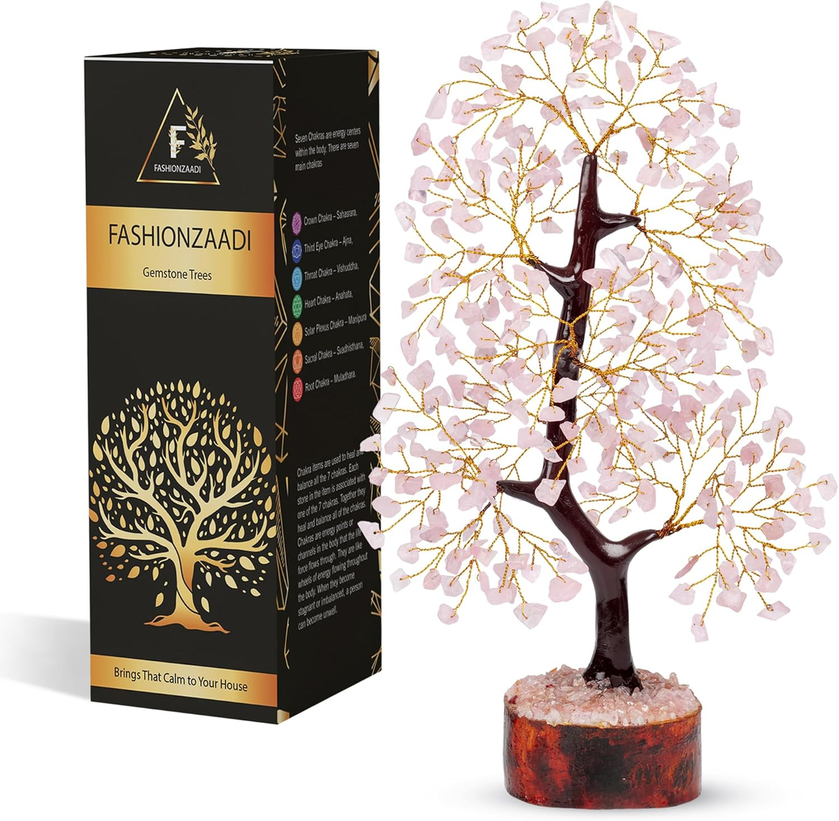Rose Quartz Crystals Tree of Life - Birthday Gift for Women | Handmade Gemstone Tree Pink Decor for Home and Office Decor | Unique Gifts for Crystal Lovers | 10 Inch 300 Beads