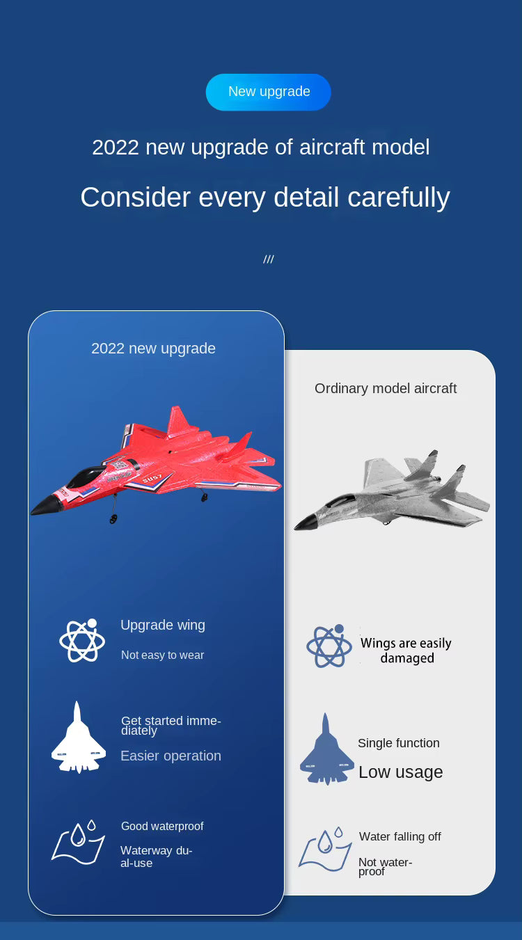 Rc Plane SU 57 Radio Controlled Airplane with Light Fixed Wing Hand Throwing Foam Electric Remote Control Plane