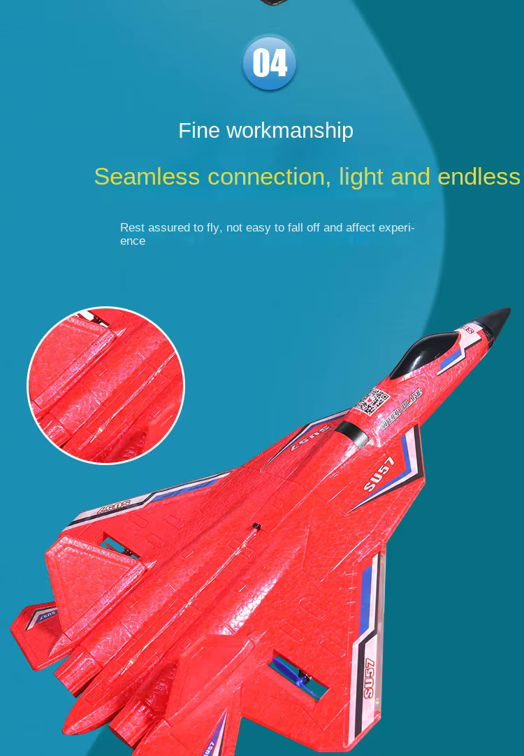 Rc Plane SU 57 Radio Controlled Airplane with Light Fixed Wing Hand Throwing Foam Electric Remote Control Plane