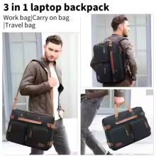 3 in 1 Laptop Bag for Men, 17.3 Inch Work Bags for Men, Laptop Backpack, Briefcases, Messenger Bag, Computer Bags for Laptops for Men Women, Black