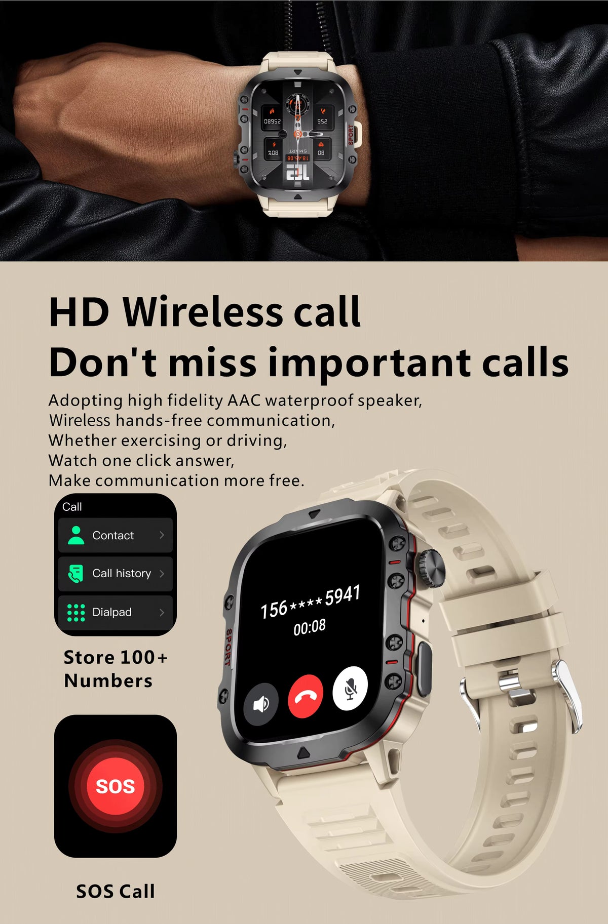 New Smart Watch 1.96 Inch Screen 420 Mah Bluetooth Call Voice Assistant Watch Sports Fitness Waterproof Smartwatch for Men