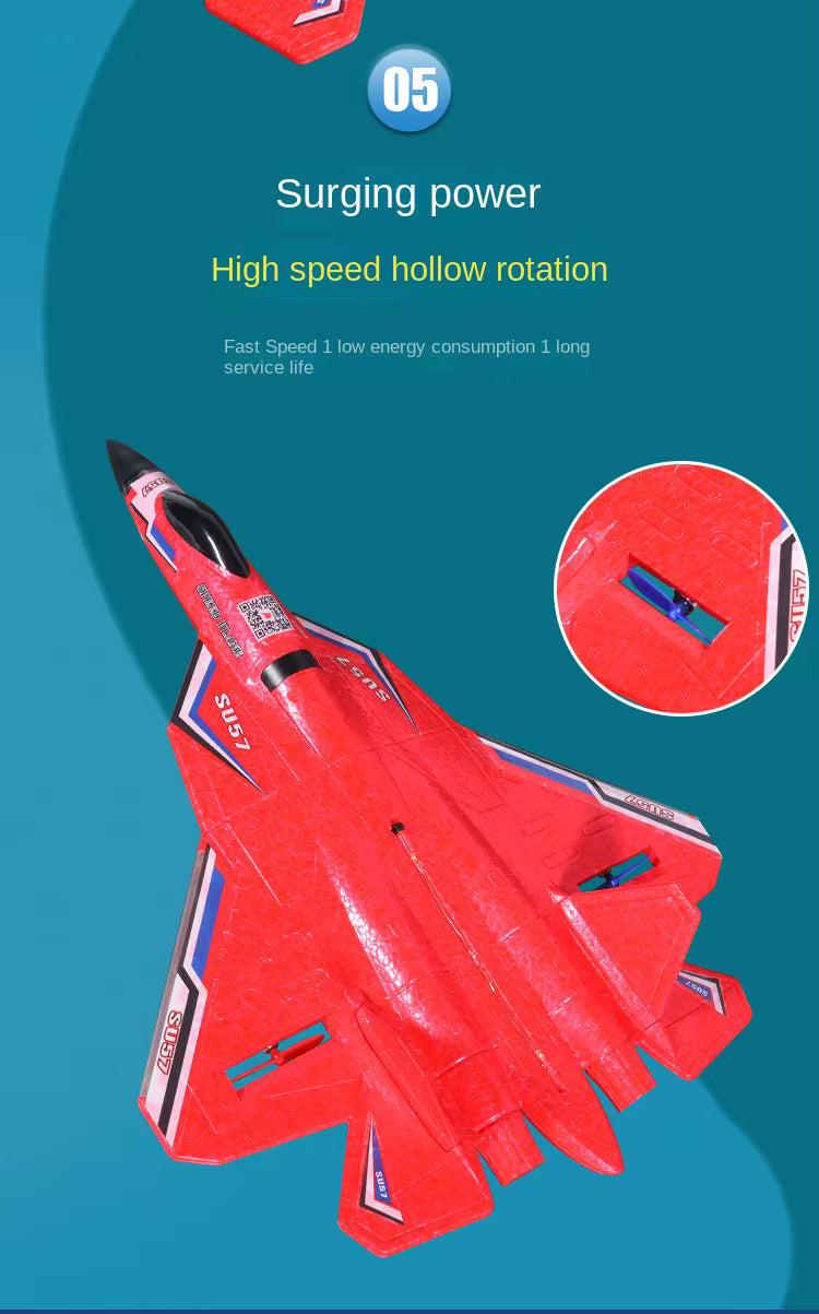 Rc Plane SU 57 Radio Controlled Airplane with Light Fixed Wing Hand Throwing Foam Electric Remote Control Plane