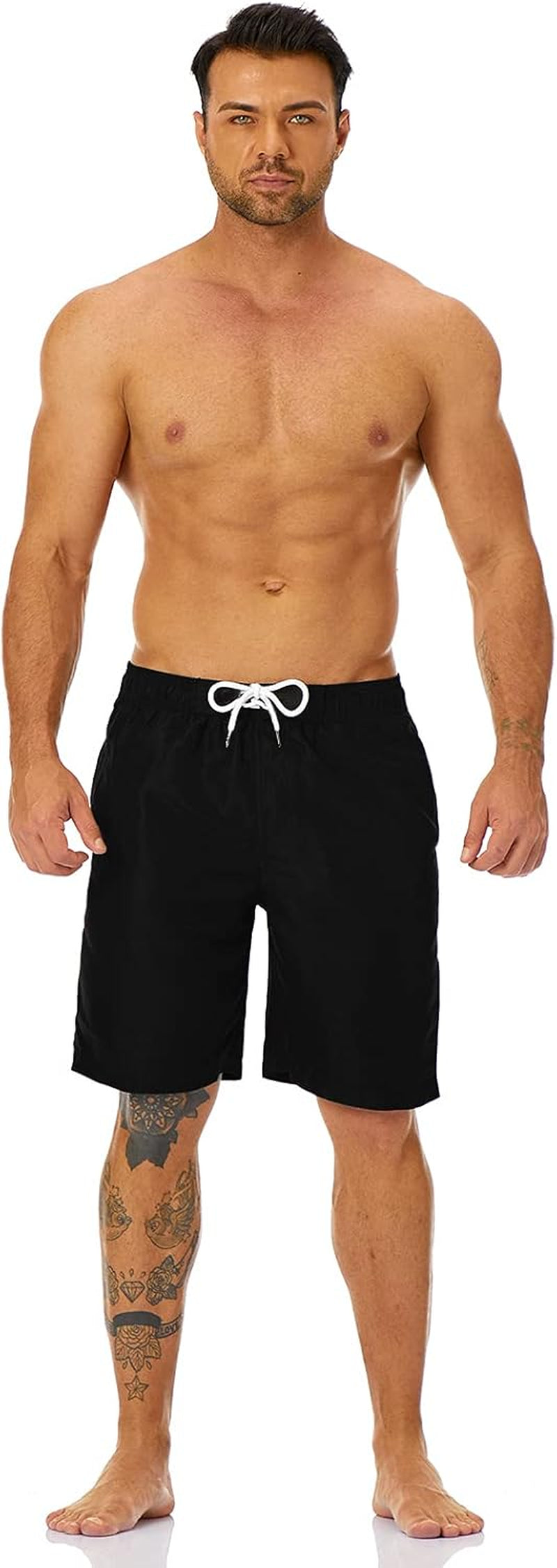 Mens Swim Trunks Long, Quick Dry Boardshorts, 9 Inches Inseam Bathing Suits with Mesh Lining