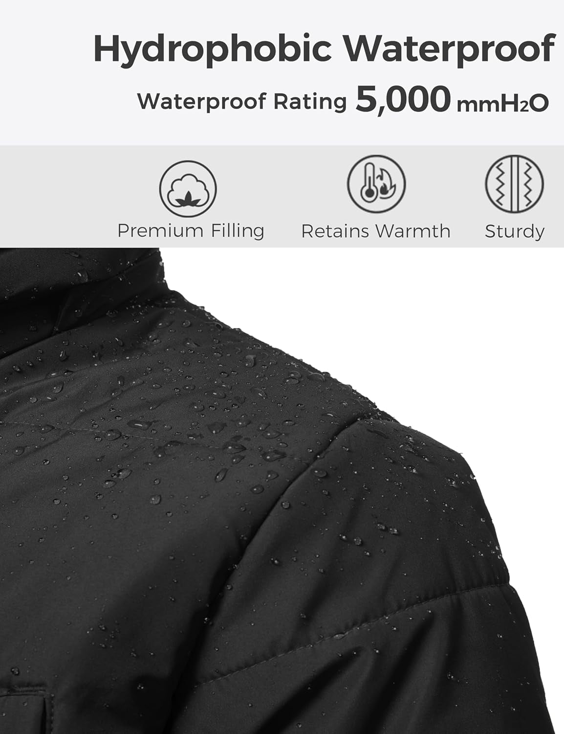 Men'S Hooded Puffer Jacket Thick Padded Waterproof Warm Winter Coat | Waterproof 5000Mm,Windproof,Warm Insulation,Multi-Pockets,Dailywear,Outdoor Work,Commutes,Camping