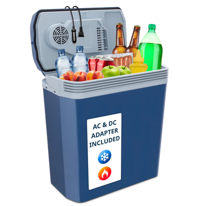 24L Portable Thermoelectric Cooler & Warmer 12V with Handle Blue