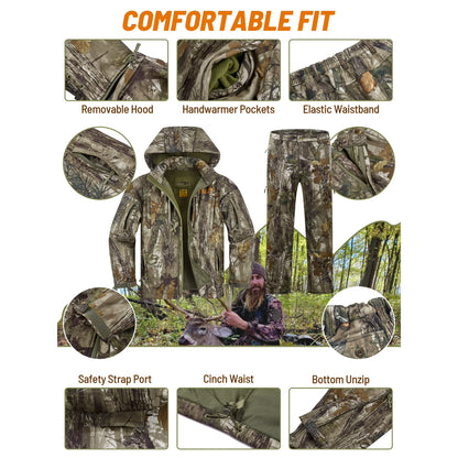 Insulated Hunting Clothes for Men Cold Weather, Warm Camo Hunting Jacket and Pants, Hunting Suit for Deer Duck Hunts