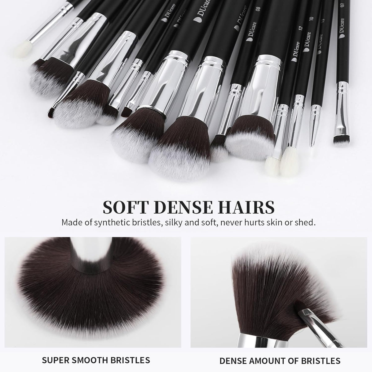 Makeup Brushes with Travel Bag 15Pcs Makeup Brush Set | Premium Synthetic Powder Foundation Contour Blush Concealer Eye Shadow Blending Liner Make up Brush Kit