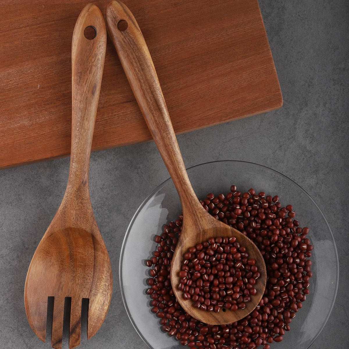 Wooden Cooking Utensils Set 4-Piece Wood Kitchen Utensil Set | for Non Stick Cookware Wooden Spatula,Fork,Turner,Ladle,Strainer Spoons