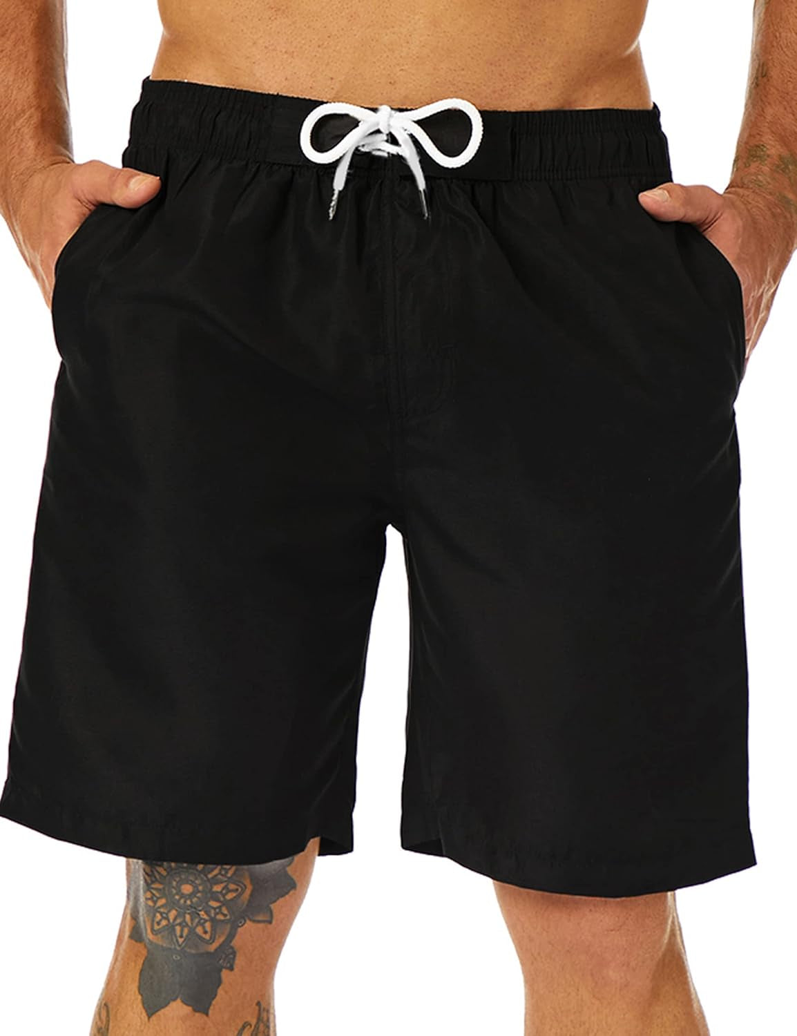 Mens Swim Trunks Long, Quick Dry Boardshorts, 9 Inches Inseam Bathing Suits with Mesh Lining