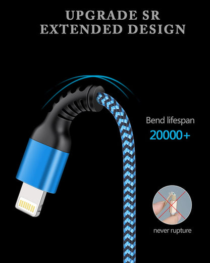 Long Iphone Charger Cable [2Pack, 10FT] Mfi Certified USB to Lightning Cord | Braided Phone Charger Cord Fast Charging 480Mbps Data Sync Power Cable Compatible with Iphone 14/13/12/11 Series, XR, XS & SE