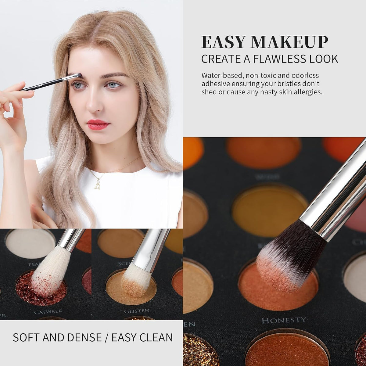 Makeup Brushes with Travel Bag 15Pcs Makeup Brush Set | Premium Synthetic Powder Foundation Contour Blush Concealer Eye Shadow Blending Liner Make up Brush Kit