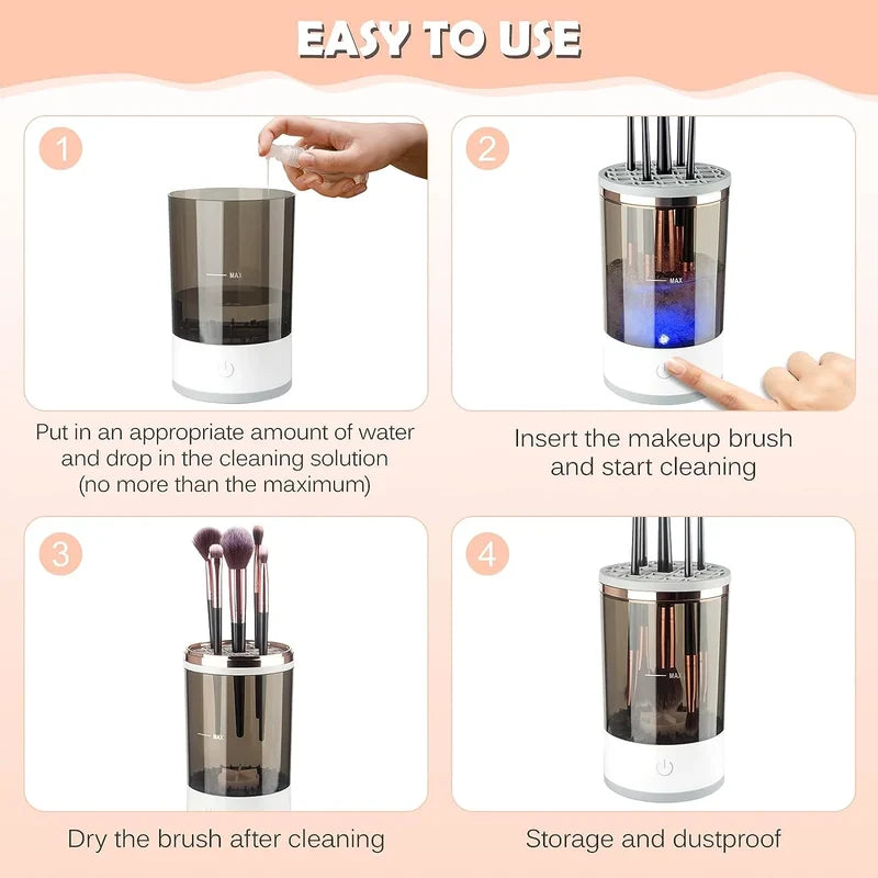 Electric Makeup Brush Cleaner,  Makeup Brush Cleaner Machine with Brush Clean Mat, Automatic Cosmetic Brush Cleaner Makeup Brush Tools for All Size Beauty Makeup Brushes Set, Gift for Women Wife