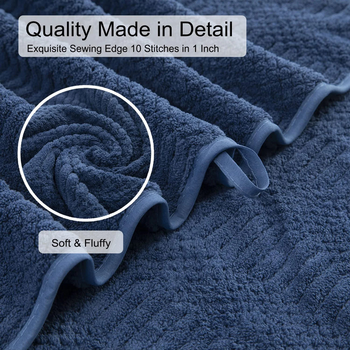 4 Pack Large Bath Towel Set 600 GSM Ultra Soft Oversized Navy Blue Towel Set 35"X70" Extra Large Bath Sheets