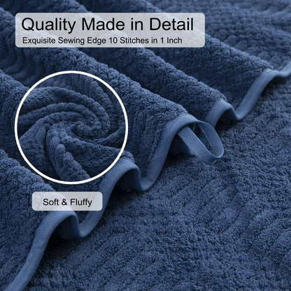 4 Pack Large Bath Towel Set 600 GSM Ultra Soft Oversized Navy Blue Towel Set 35"X70" Extra Large Bath Sheets