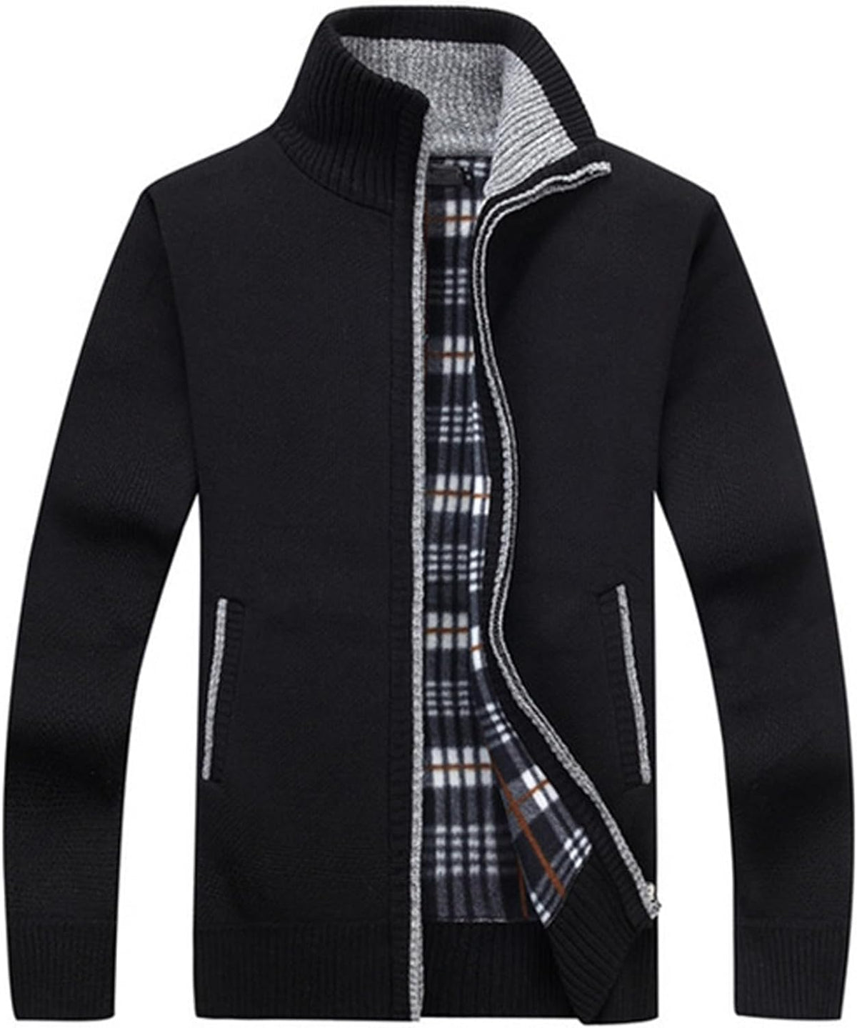 Men'S Casual Full Zip Slim Thick Knitted Cardigan Sweaters with Pockets