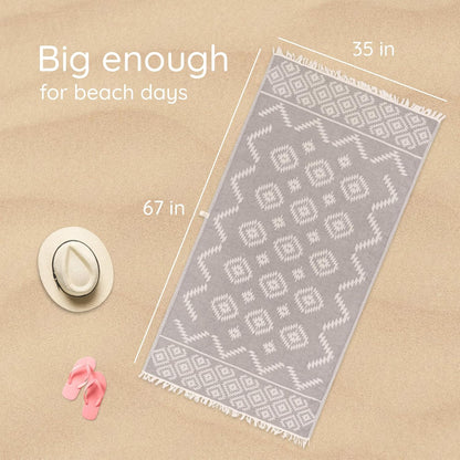 Premium Turkish Beach Towel – 35"X67" Lightweight Quick Dry Towel – 100% Cotton Sand-Free Turkish Towels – Vintage Dark Grey