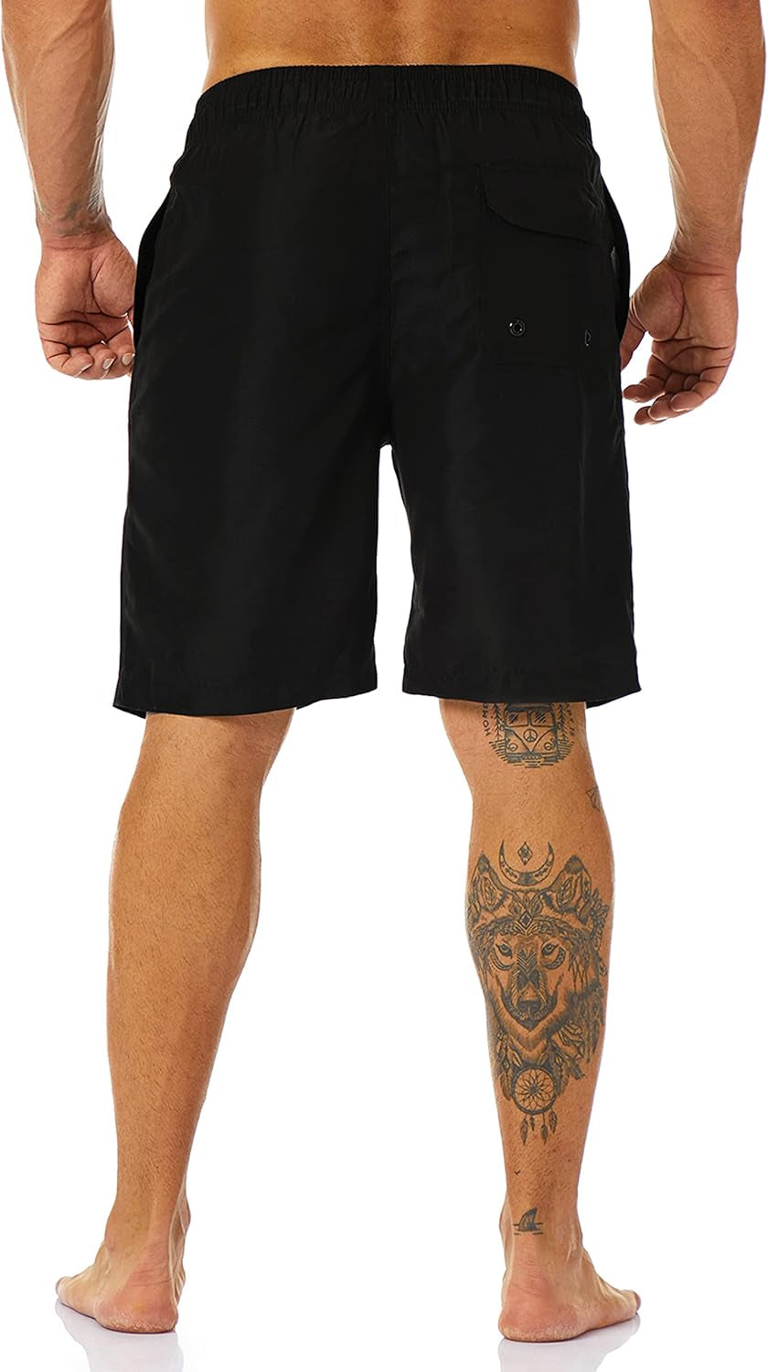 Mens Swim Trunks Long, Quick Dry Boardshorts, 9 Inches Inseam Bathing Suits with Mesh Lining
