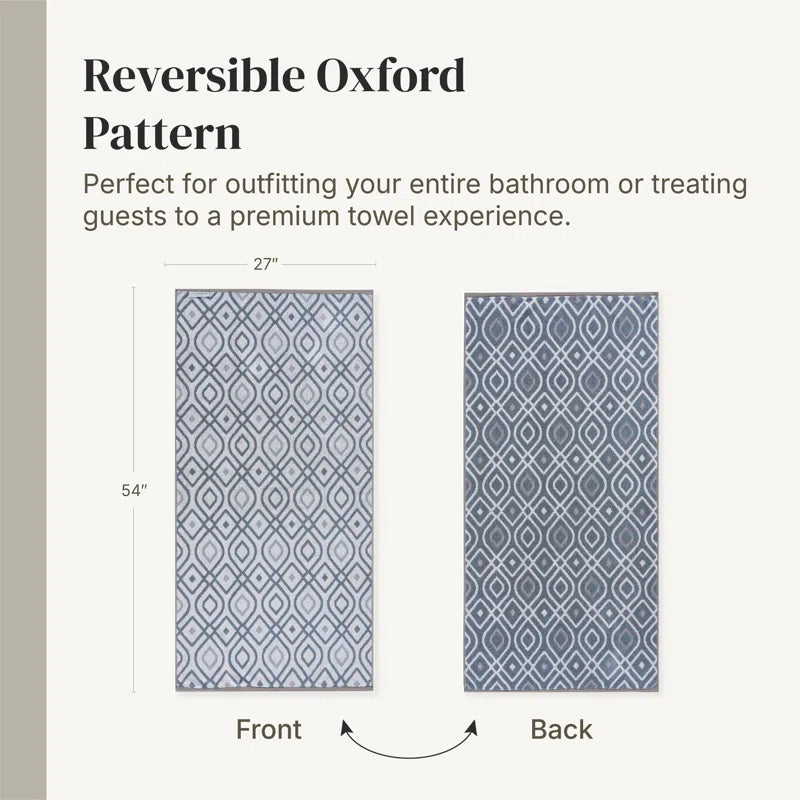 Oxford 6-Piece Yarn Dyed Jacquard & Solid Towel Set – 100% Cotton, Quick Dry & Absorbent Bath, Hand & Washcloths