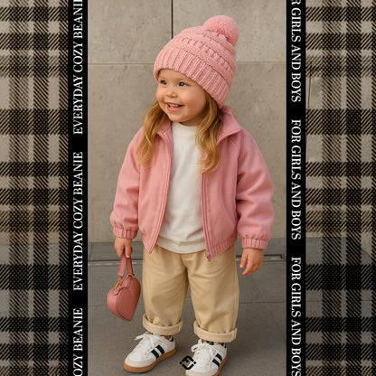 Toddler Pom Beanie – Kids Winter Hat for Ages 1–4, Baby Boy & Girl Knit Beanies, Warm Cozy Knit Snow Hats