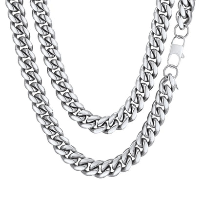 Men Jewelry Hiphop Cuban Chain Stainless Steel Necklace 26Inch 10MM Silver Color Mens Gifts for Dad
