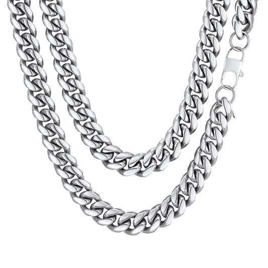 Men Jewelry Hiphop Cuban Chain Stainless Steel Necklace 26Inch 10MM Silver Color Mens Gifts for Dad
