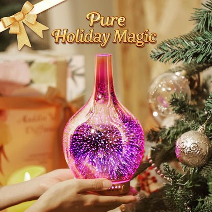 150Ml Handmade Essential Oil Diffuser 6H Runtime | Handmade Glass Aroma Diffuser, 7-Color LED Light, Quiet Operation, Auto Shut-Off, Aromatherapy for Home, Bedroom and Gifts
