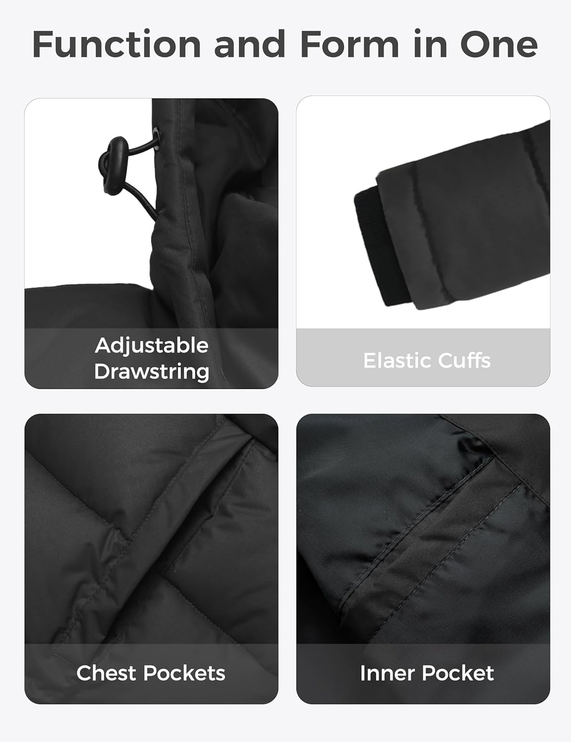 Men'S Hooded Puffer Jacket Thick Padded Waterproof Warm Winter Coat | Waterproof 5000Mm,Windproof,Warm Insulation,Multi-Pockets,Dailywear,Outdoor Work,Commutes,Camping