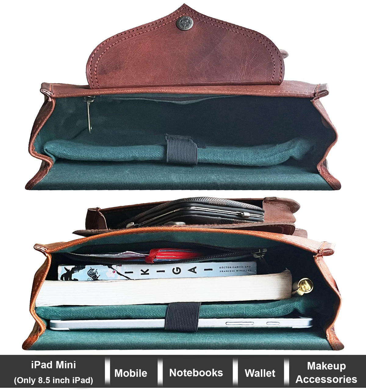11" Genuine Leather Crossbody Satchel Bag Vintage Purses Handbags for Women