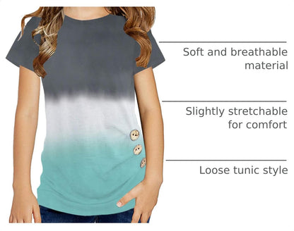 Girls Casual Tunic Tops Knot Front Long Sleeve Loose Soft Blouse T-Shirt Size 4-13