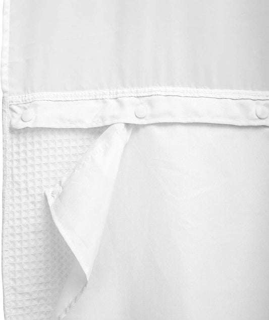 70X54 Snap-In Shower Curtain Replacement Liner White | 2 Bottom Magnets, Fabric, Removable, Water Repellent, Machine Washable, Hotel Style, 70" W X 54" H Inner Liner