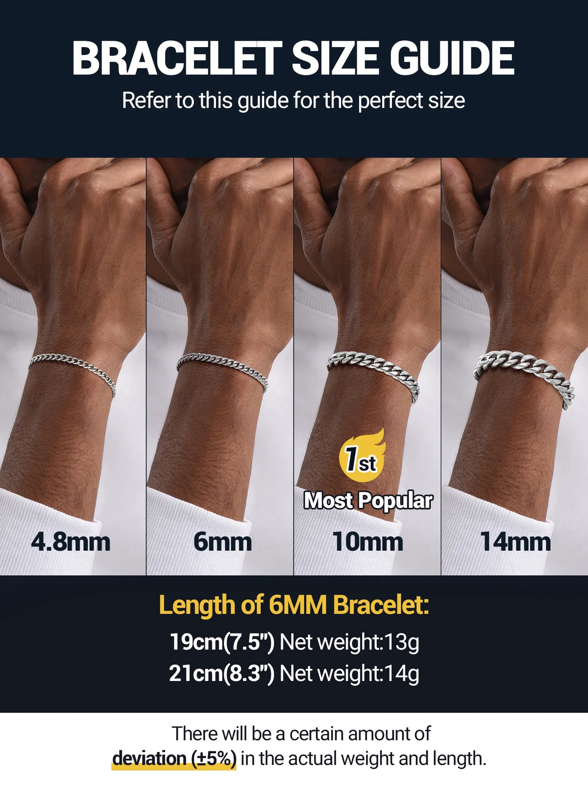 Men Chain Bracelet Cuban Stainless Steel Curb Bracelet 6MM 8.3 Inch Silver Wrist Bracelet Mens Birthday Father Day Graduation Jewelry Gifts for Him Dad Adults Age