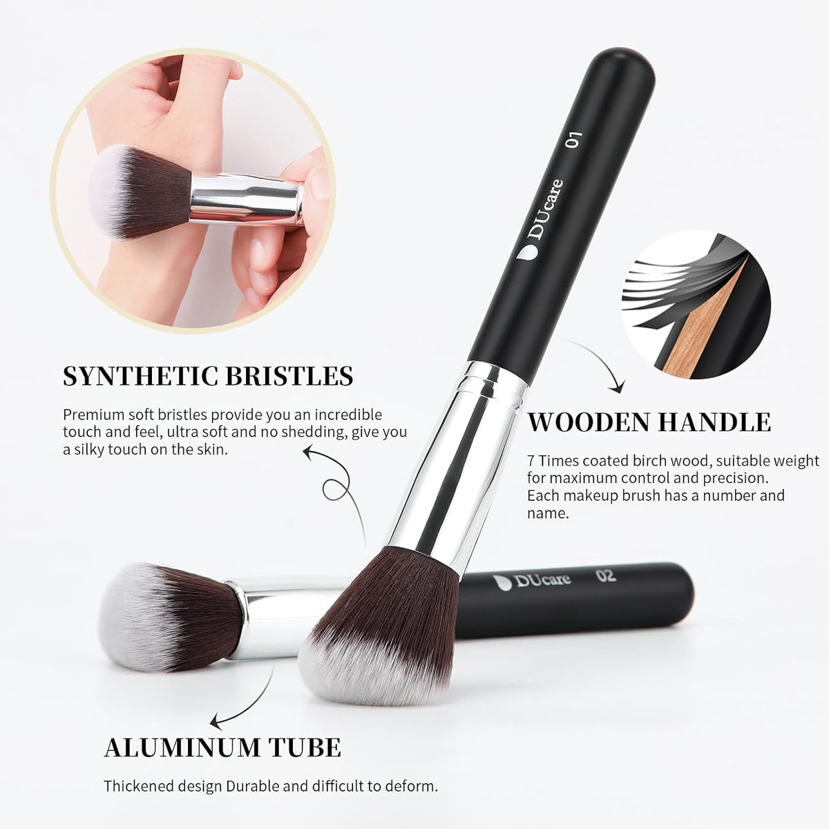 Makeup Brushes with Travel Bag 15Pcs Makeup Brush Set | Premium Synthetic Powder Foundation Contour Blush Concealer Eye Shadow Blending Liner Make up Brush Kit